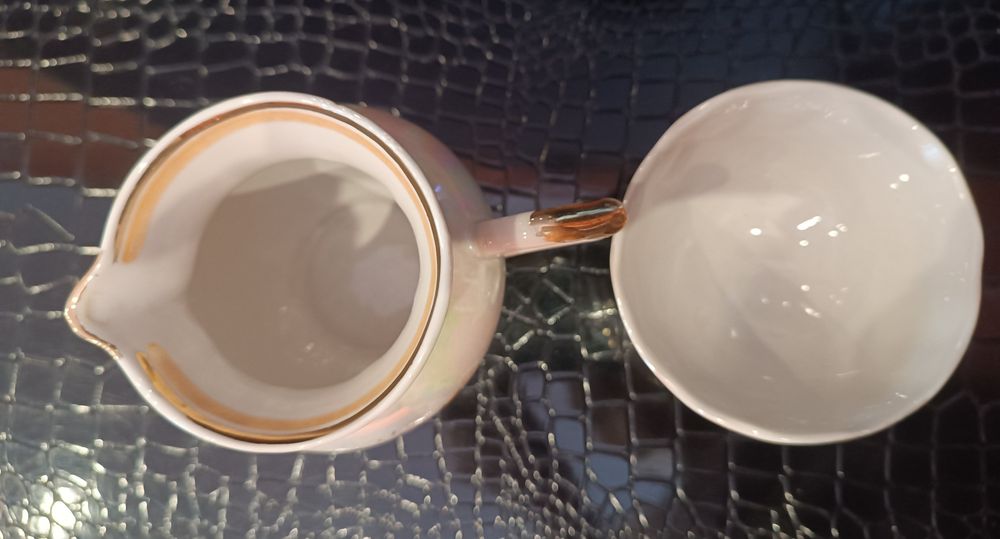 Кувшинчик молочник фарфор Городница сахарница перламутр Полонное СССР