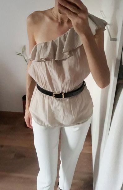 NOWA bluzka top 50% jedwab 50% bawełna hiszpanka falbany boho 36