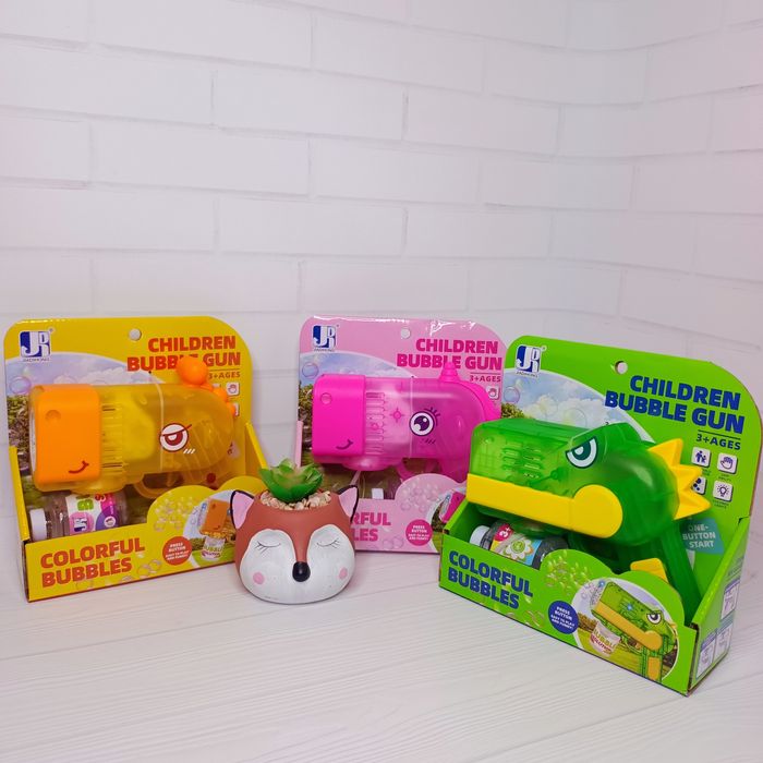 Пістолет з мильними бульбашками з підсвіткою на батарейках