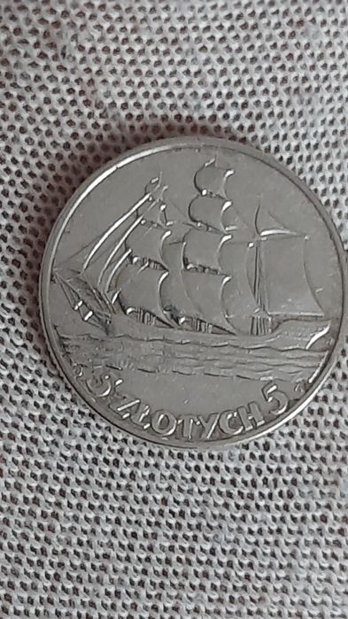 Moneta 5zł Żaglowiec 1936r