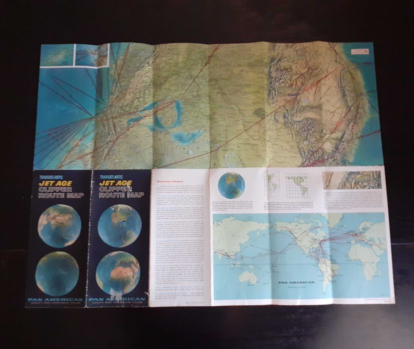 Mapa Pan American Jet age Clipper anos 60 vintage
