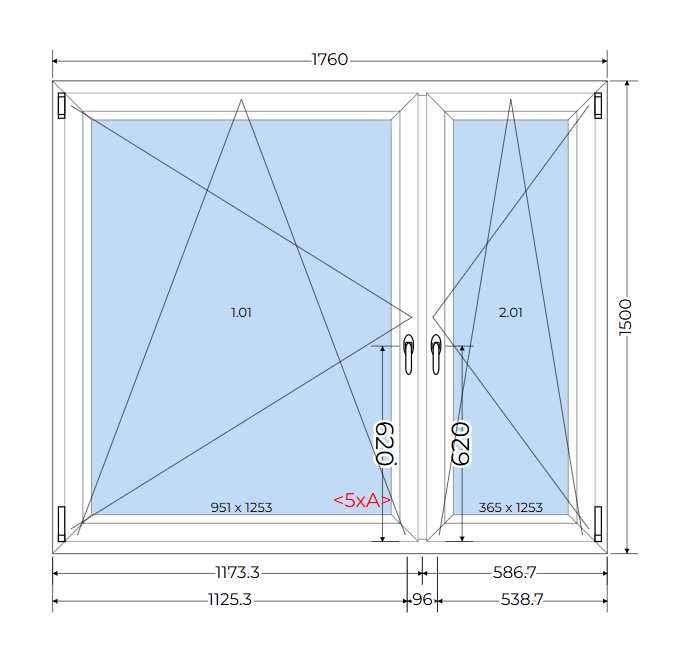 Nowe okno PCV 176x150 3 szybowe