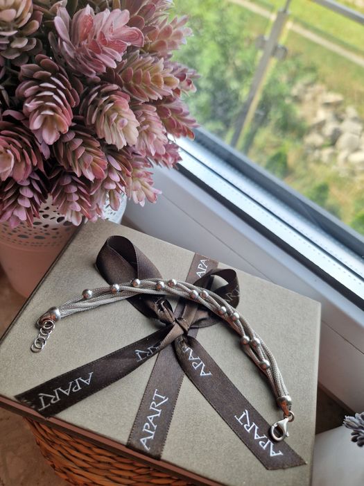 Nowa bransoletka Srebrna Apart szeroka solidna lancuch kulki kuleczki