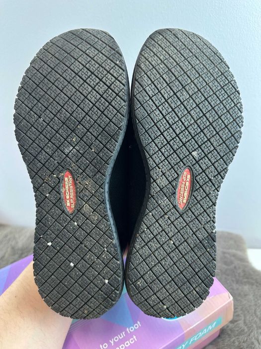 Buty damskie czarne trampki skechers work slip resistant 39