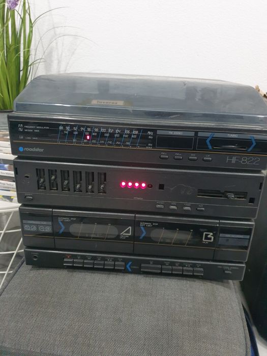 Aparelhagem Antiga ela liga e de cassete e Disco Vinil