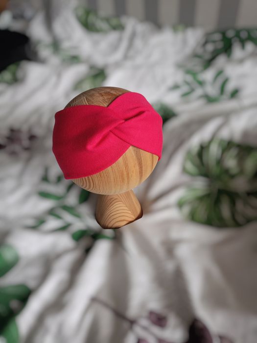 Opaska przeplatana przeplotka różowa fuksja wiosna elastyczna szeroka