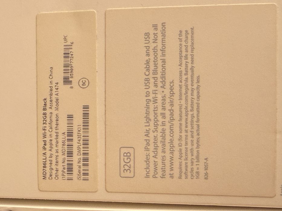 Apple iPad Air 1 32GB Wi-F   модель A1474.   iCloud відключений, можна одразу користуватися.  Повна комплектація