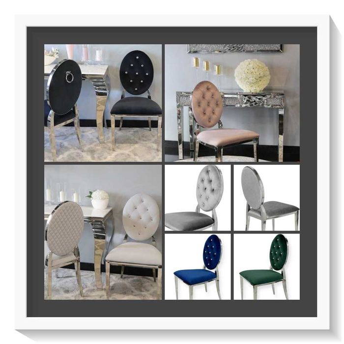 Krzesło tapicerowane glamour Ludwik pikowane welurowe kolory