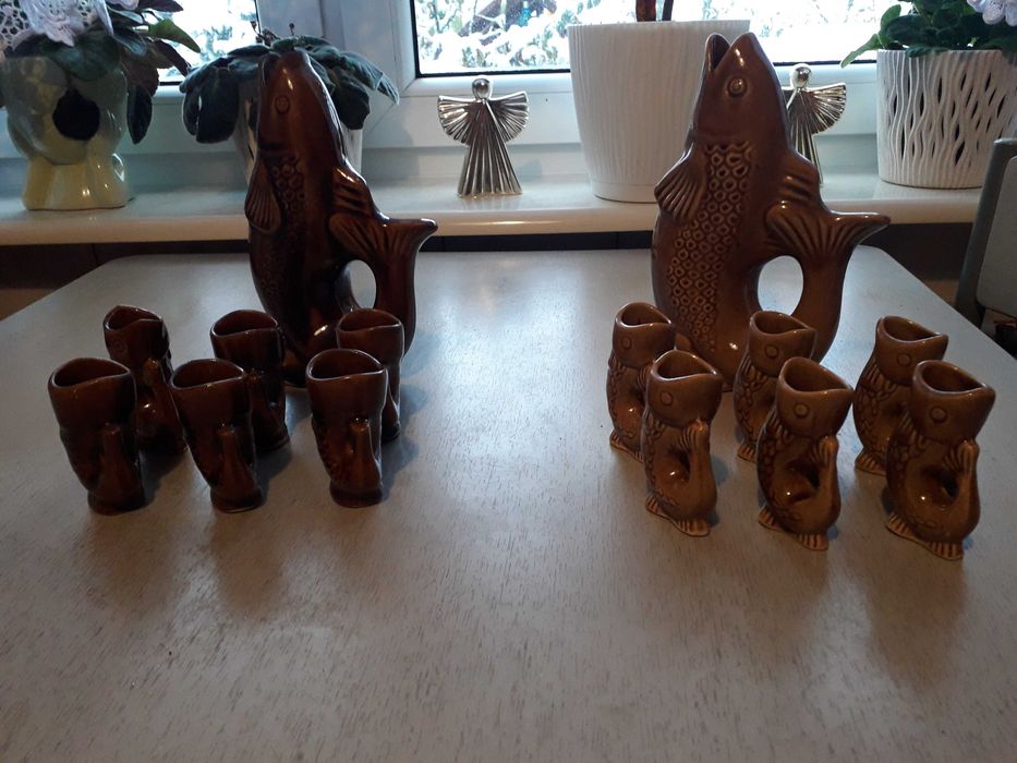 Karafki ceramiczne Mirostowice Ryby 2 KOMPLETY