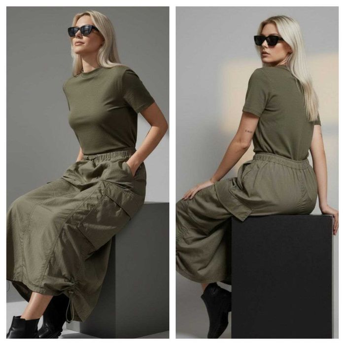 Длинная юбка карго из хлопка marks&spencer большой размер