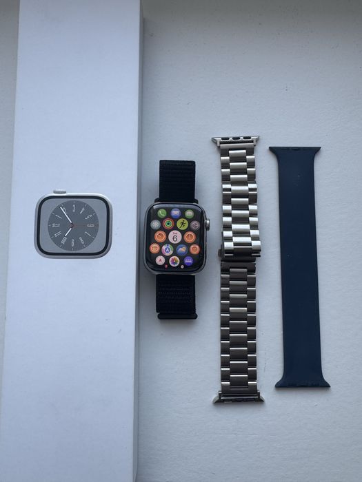 Apple Watch 8 45mm Stainless LTE +GPS – Super stan + dodatkowe paski
