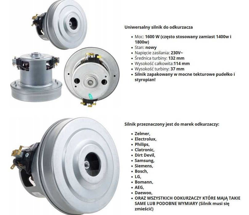 Silnik do odkurzacza Zelmer Meteor 2 1600W NOWY