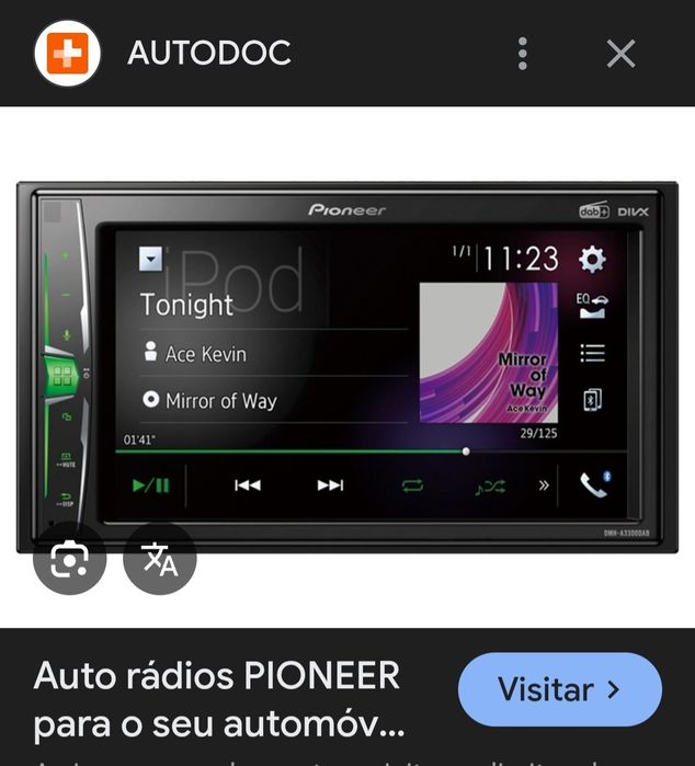 PIONEER DMH-A3300DAB DMH-A3300DAB Central multimédia
6.2polegadas, 2 D