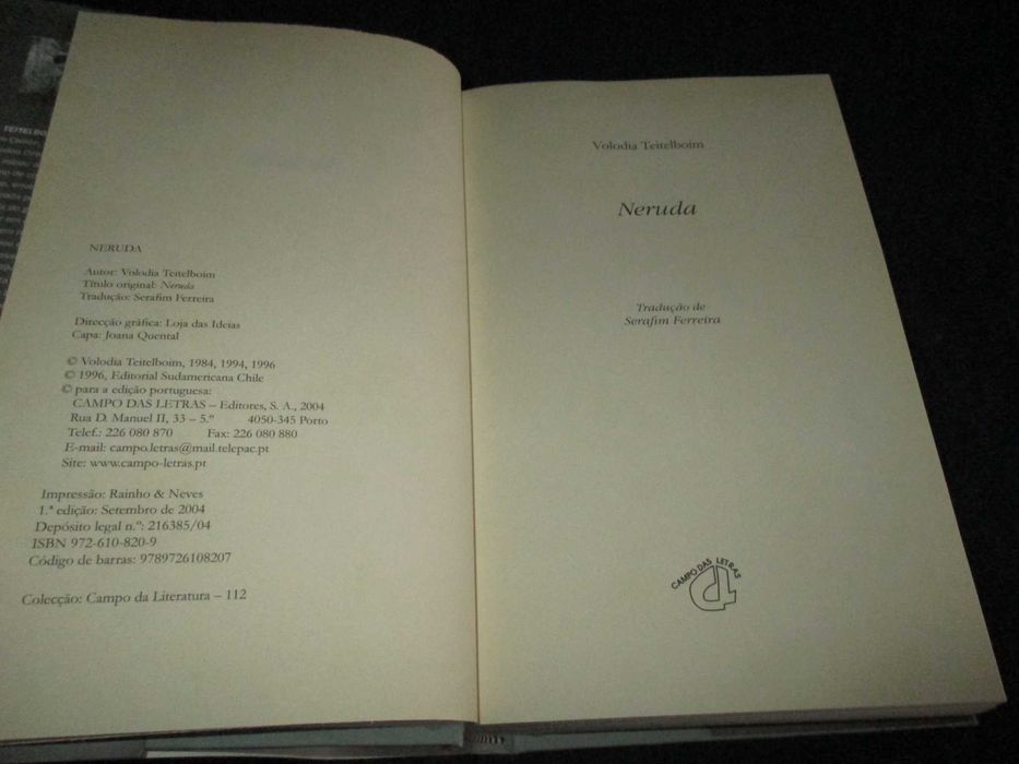 Livro Neruda de Volodia Teitelboim Campo das Letras
