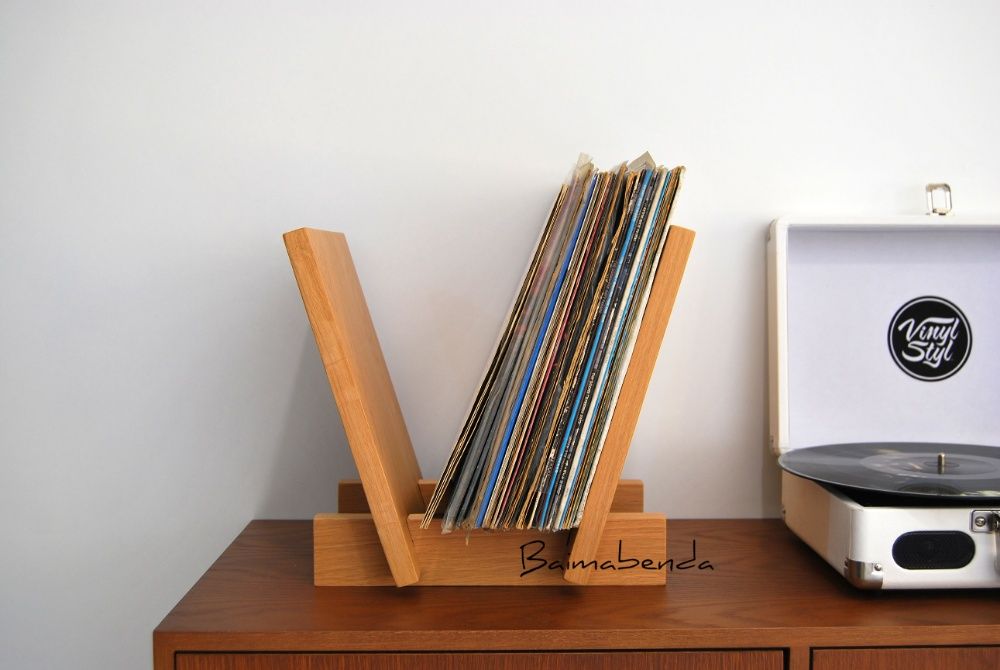 Suporte Discos Vinil / Porta Revistas / Carvalho Maciço