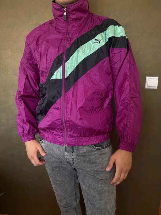 Dres męski puma bluza z podszewką fioletowa sportowa z zamkiem L