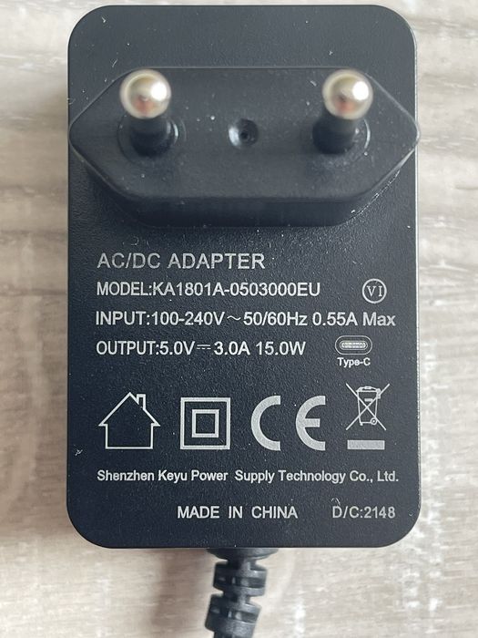 Блок живлення / адаптер Type-c 5.0V 3A 15.0W