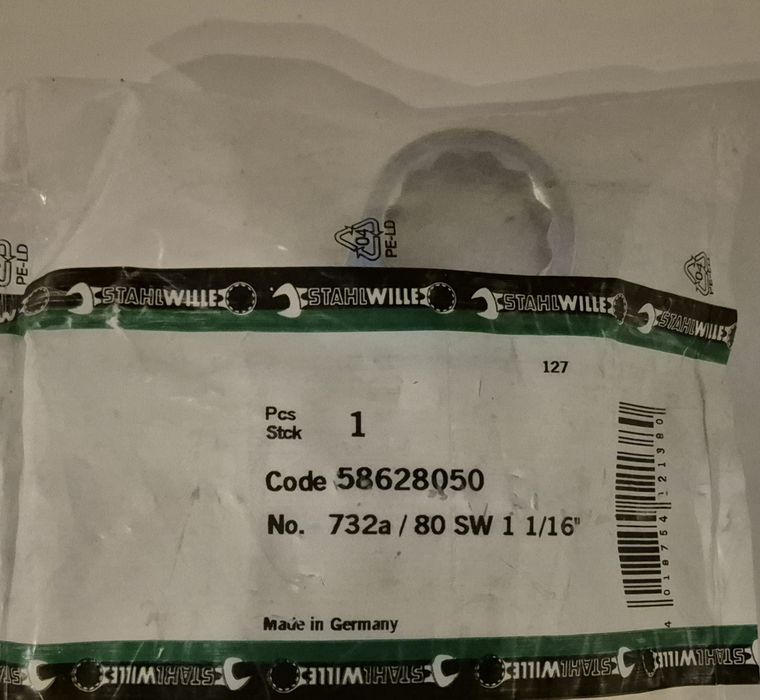 732a/80- sw klucz Narzędzia pierścieniowe 1 1/16" rozmiar calowy code