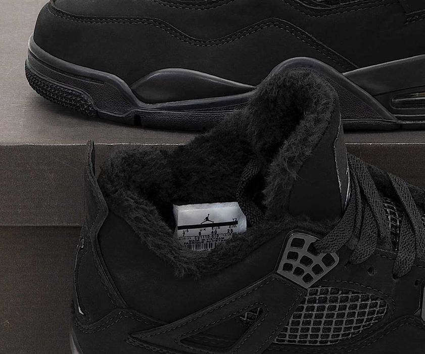 Мужские зимние кроссовки с мехом Nike Air Jordan 4 "Black Cat" Winter