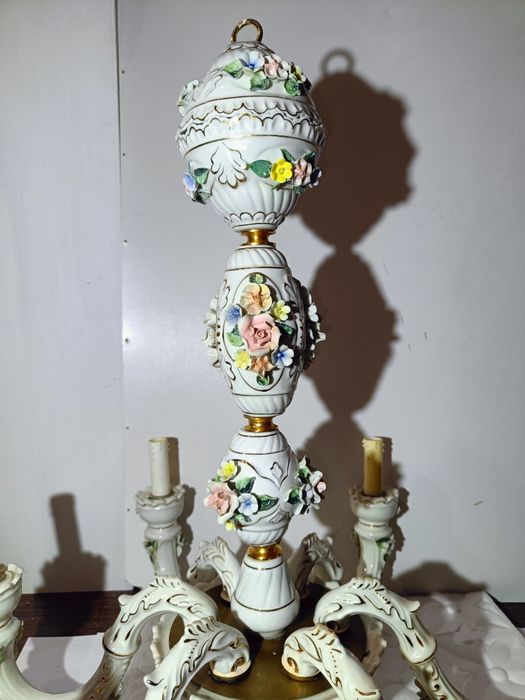 Luksusowy Żyrandol Capodimonte 6cio ramienny - Wloska porcelana 67cm