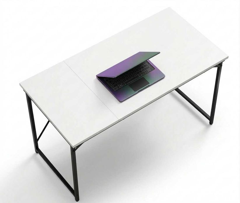 Nowe biurko komputerowe biało czarne stolik 100x50x75 cm