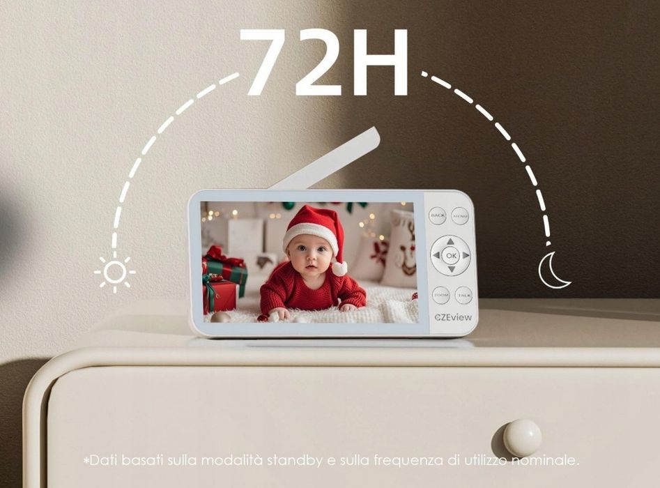 Niania elektroniczna CZEview Kamera dziecięca 2K 4,3" Wi-fi 360 stopni