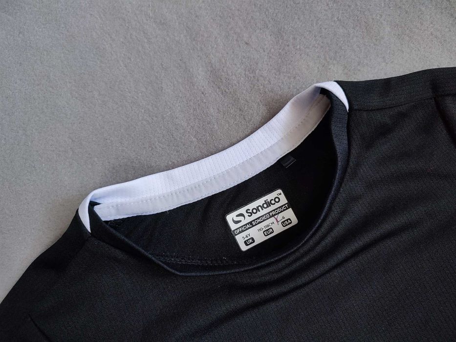 Футболка детская спорт черная Sondico 5-6 лет, 110-118 см