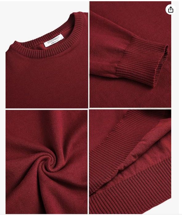 Męski sweter z dzianiny o dopasowanym kroju, czerwony, rozm. L COOFANDY