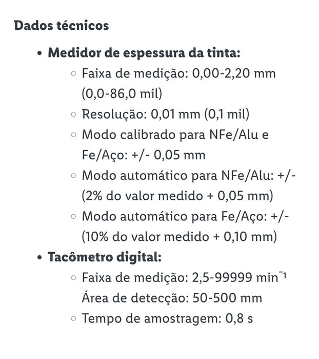 Medidor Espessura tinta auto Parkside