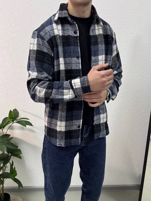 ТОП! Чоловіча тепла  фланелева сорочка в клітинку