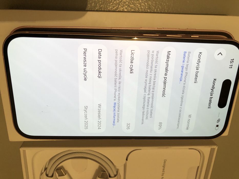 IPhone 15. 128 GB. Bat 89 pr. Stan jak Nowy. Dowód zak. Gwarancja.