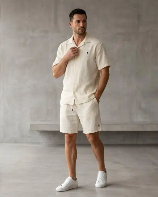Мужской летний костюм рубашка +шорты Polo Ralph Lauren