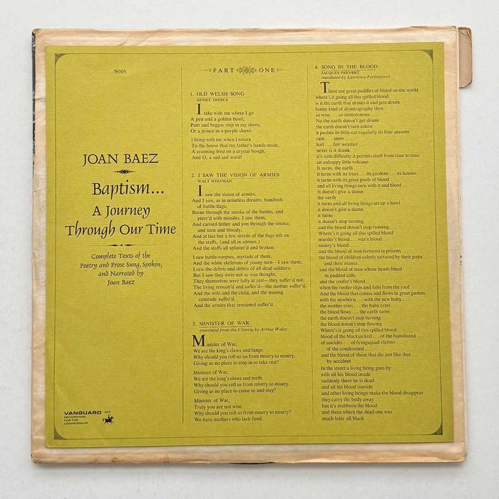 LP Joan Baez – Baptism. Gatefold. VG+