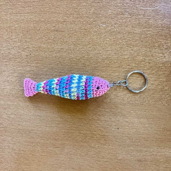 Porta-chaves/chaveiro em forma de Peixe 3D em crochet amigurumi - artigo novo