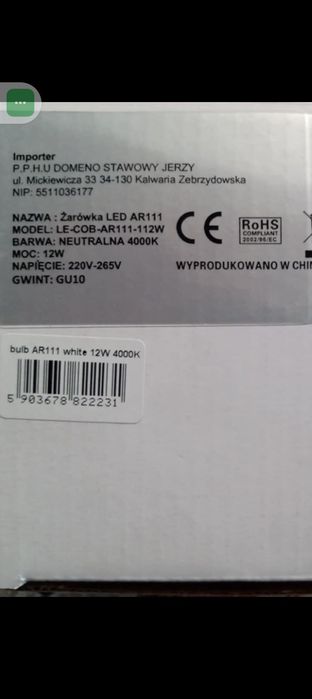 Żarówki LED nowe AR111
