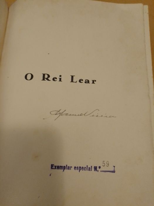 O rei Lear-Shakespeare-1905-Traduçao do .Dr Domingos .Ramos-1 ediçao 13E- Lapis antigo-3E Desde 3E
