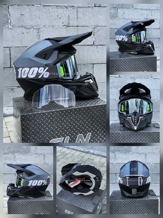 Мото шолом кросовий GLN (В ПОДАРУНОК окуляри та прозоре змінне скло)