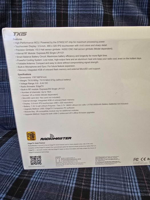 Новий Radiomaster TX15 ERLS блакитний FCC 2.4 та 915 Кейс+18650 акуми