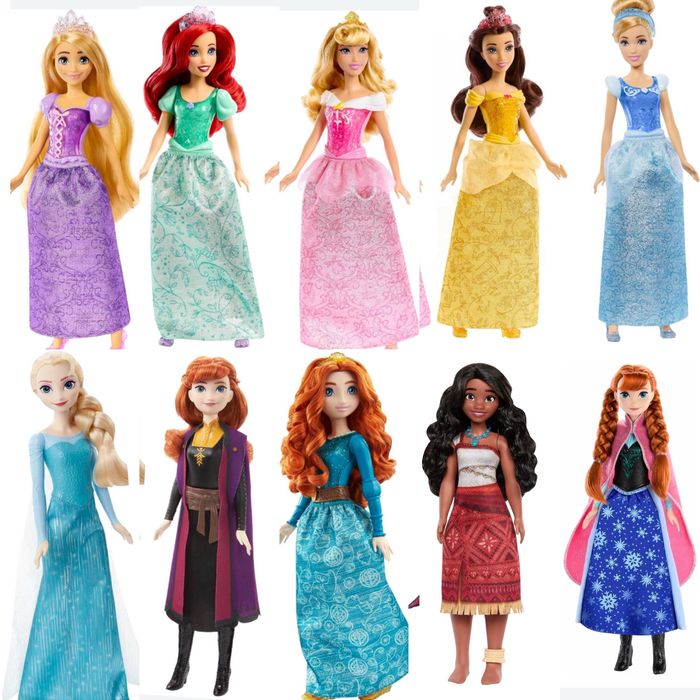 Лялька Дісней Рапунцель, Анна, Аріель,  Бель Аврора, Меріда, Жасмін