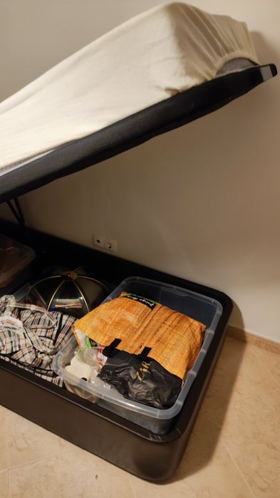 Cama sommier solteiro 90x200 castanho choc