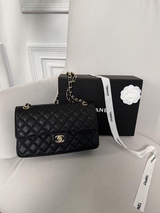 Сумка Chanel 25 Classic Caviar шкіра | чорна | золота,срібна фурнітура