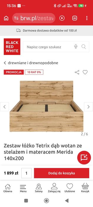 Łóżko ze stelażem i materacem