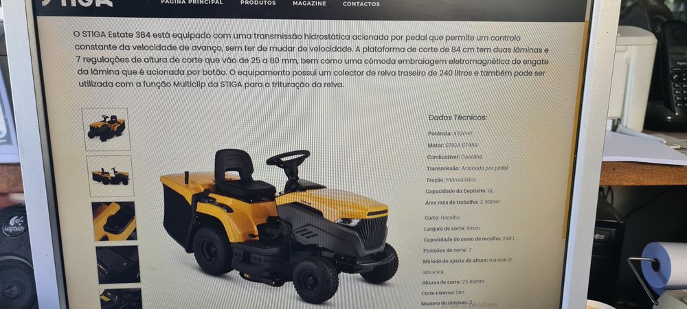 Trator corta relva stiga