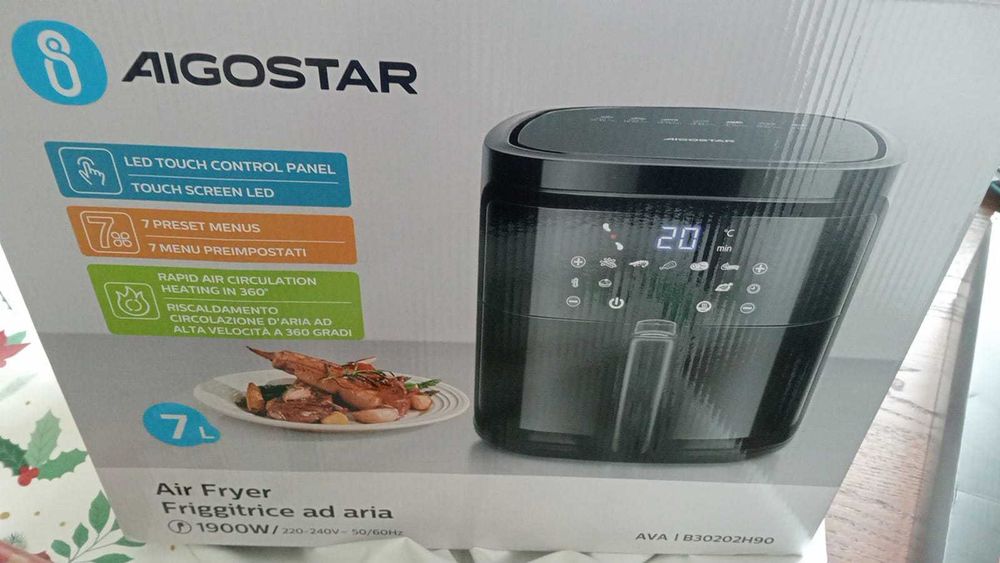 Fritadeira a Ar Aigostar Maha 1900W - 7 Menus - Visor LED - NOVA