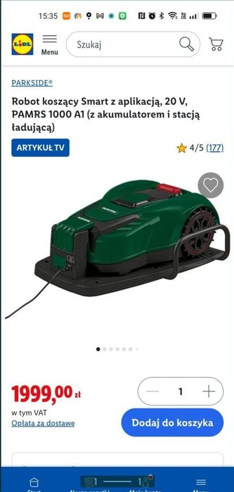 NOWY Parkside robot koszący kosiarka Smart z akumulatorem Gwarancja :)