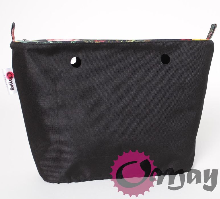 Czarny organizer do OBAG STANDARD róże dziki ogród kwiaty OMAY