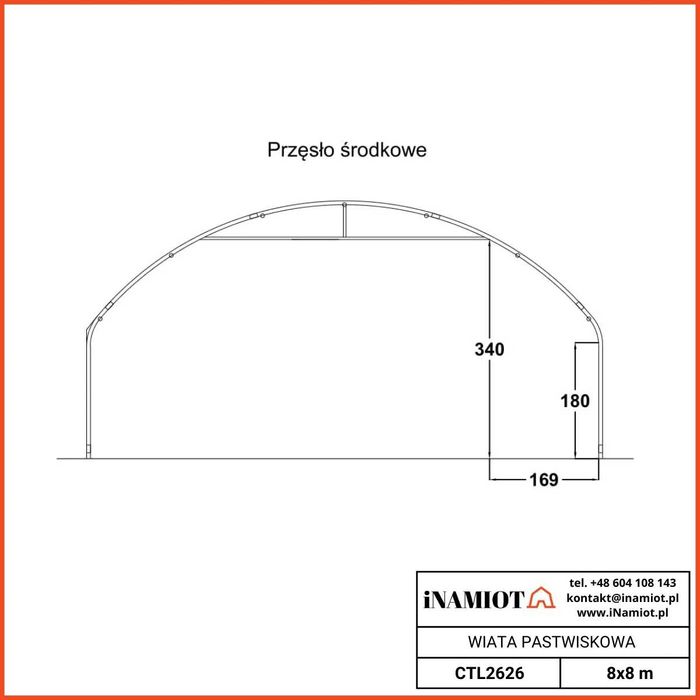 NOWA wiata pastwiskowa dla zwierząt 8x8m, OCYNK, plandeka PVC