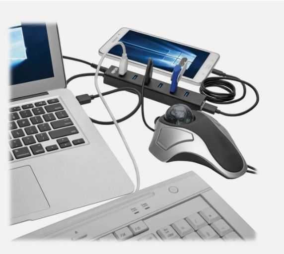 USB хаб 7 USB 3.0 портів із блоком живлення 5V3A, корпус з алюмінію.