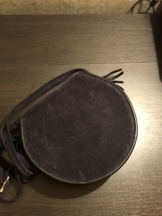 Сумка вінтаж натуральна замша темна синяя роспис ручной работи качки