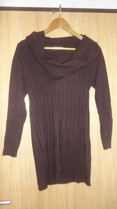 Vestido de senhora em malha castanho Leina